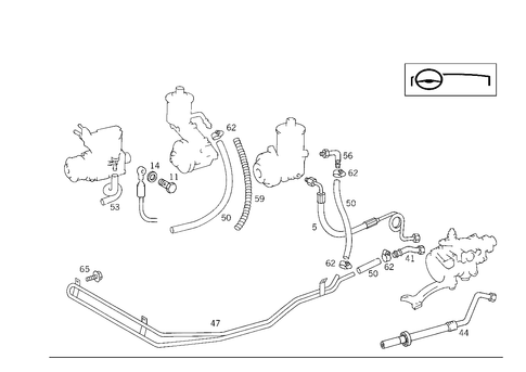 Steering Gear, Range of Lines for 1993 Mercedes-Benz 600SL #1