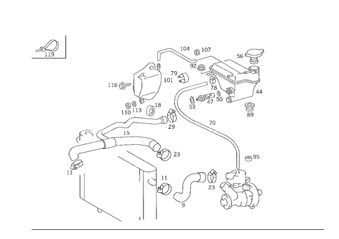Expansion Tank, Mounting and Hoses for 1993 Mercedes-Benz 500E #0