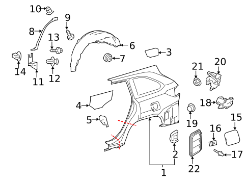 Fuel Door for 2019 Toyota Highlander #1