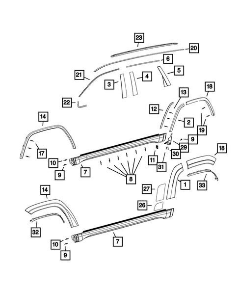 Moldings and Ornamentation for 2016 Jeep Grand Cherokee #0