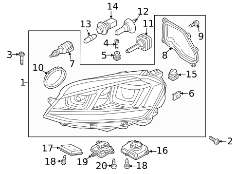 Headlamp Components for 2015 Volkswagen Golf #0