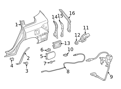 Fuel Door for 2009 Toyota Highlander #0