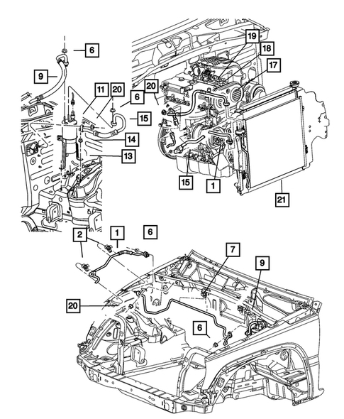 Air Conditioner and Heater Plumbing for 2005 Jeep Liberty #5