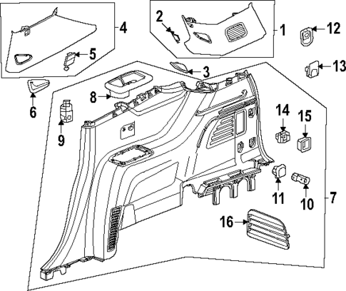 Interior Trim - Quarter Panels for 2024 Chevrolet Traverse #0