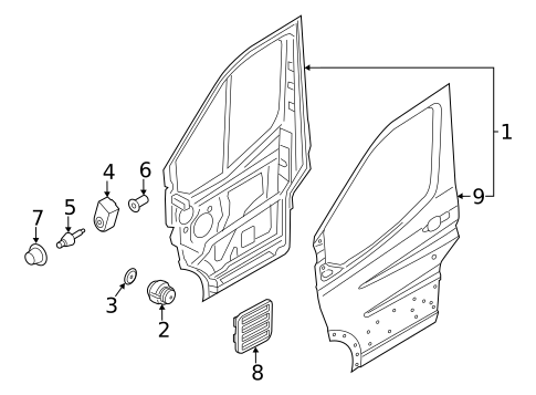 Door & Components for 2019 Ford Transit-150 #3