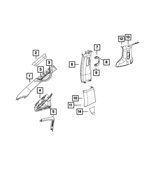 Panels-Moldings-Scuff Plates, Pillar, Cowl, 1/4 Panel Trim and Cargo Covers for 2018 Chrysler Pacifica #1