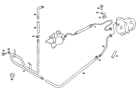 Steering Gear, Range of Lines for 1986 Mercedes-Benz 560 SL #1