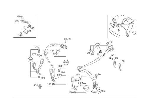 Rear Seat Safety Belt for 1998 Mercedes-Benz E430 #2