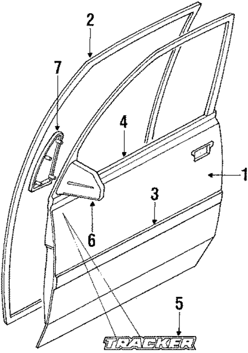 Exterior Trim - Front Door for 1998 Chevrolet Tracker #0