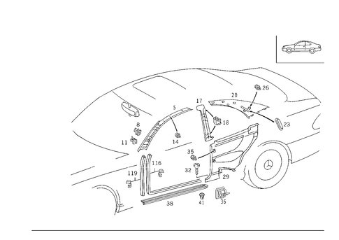 Panelling, Door Edge Guard Sections for 2003 Mercedes-Benz CLK 430 #0