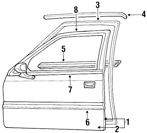 Door & Components for 1994 Dodge Shadow #2