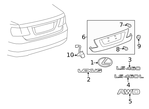 Exterior Trim - Trunk for 2011 Lexus LS460 #0
