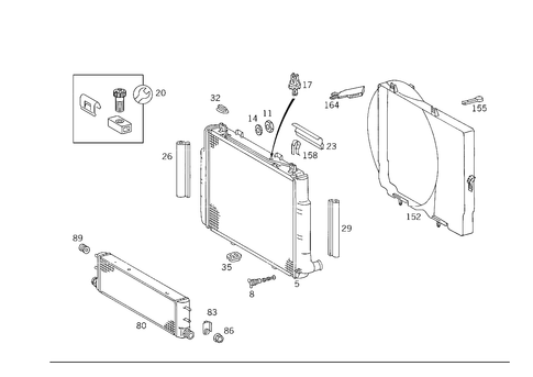 Radiator, Mounting, and Covering for 1993 Mercedes-Benz 400SEL #0