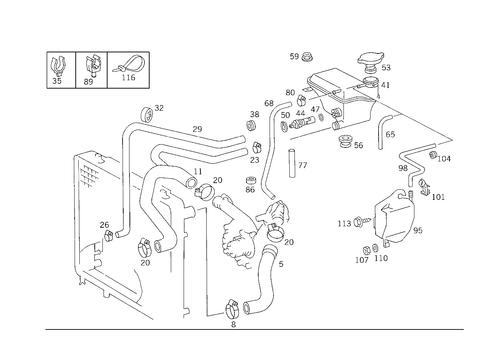 Expansion Tank, Mounting and Hoses for 1993 Mercedes-Benz 300TE #3