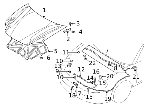 Hood & Components for 2003 Chrysler Sebring #0