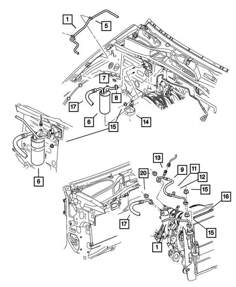 Air Conditioner and Heater Plumbing for 2002 Jeep Liberty #0