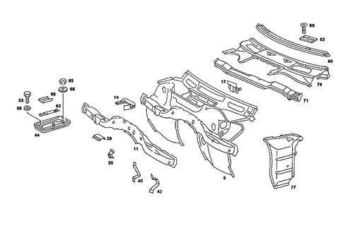 Front Panel Attachment Parts, Battery Frame for 1985 Mercedes-Benz 380SL #1