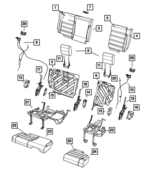 Rear Seats - Second Row for 2010 Jeep Wrangler #3