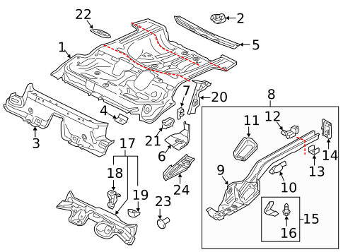 Rear Floor & Rails for 2018 Volkswagen GTI #0