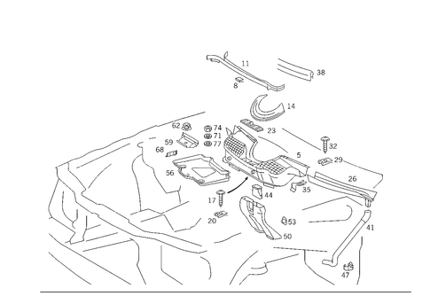 Front Panel Attachment Parts, Battery Frame for 1989 Mercedes-Benz 300CE #0