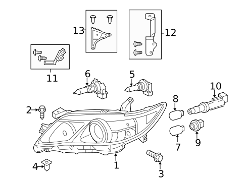 Headlamp Components for 2011 Toyota Camry #2