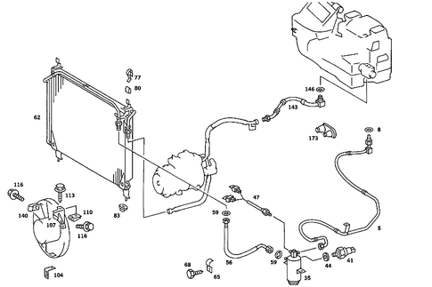 Refrigerant Line Arrangement for 1984 Mercedes-Benz 380SE #1