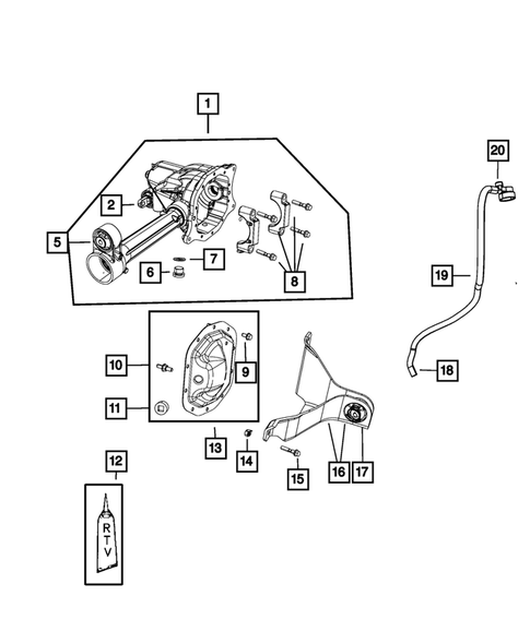 Front Axle; Housing, Differential and Vent for 2009 Dodge Nitro #1