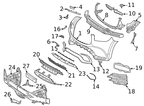 Bumper & Components - Front for 2022 Mercedes-Benz GLS 63 AMG® #0