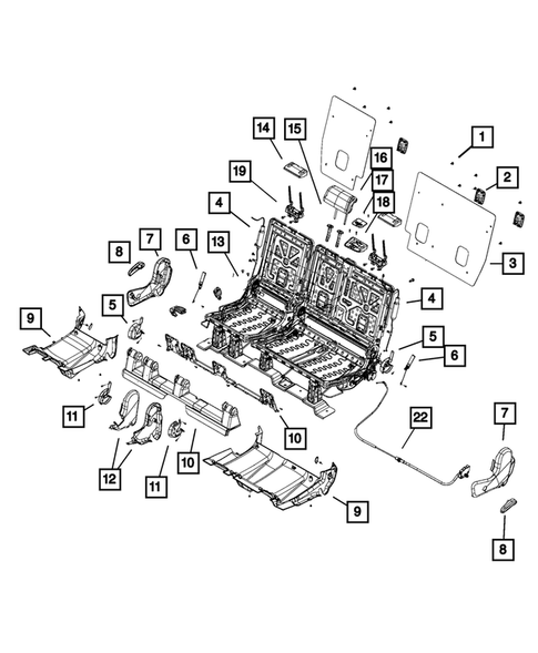 Rear Seats - Second Row - Adjusters, Recliners, Shields and Risers for 2014 Dodge Durango #0