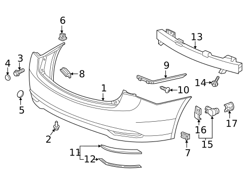 Bumper & Components - Rear for 2017 Acura TLX #0