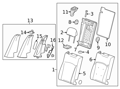 Rear Seat Components for 2015 Chevrolet Impala #1
