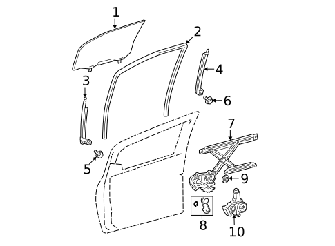 Glass - Front Door for 2011 Toyota Yaris #1