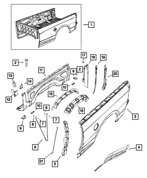Pick-up Box and Fuel Filler Door for 2019 Ram 1500 Classic #2