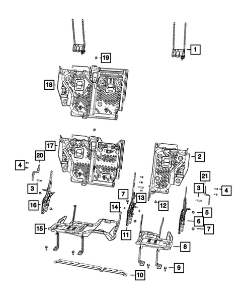 Rear Seats - Second Row Adjusters, Recliners, Shields and Risers for 2026 Jeep Wrangler #1