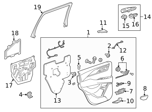 Interior Trim - Rear Door for 2018 Cadillac Escalade #0