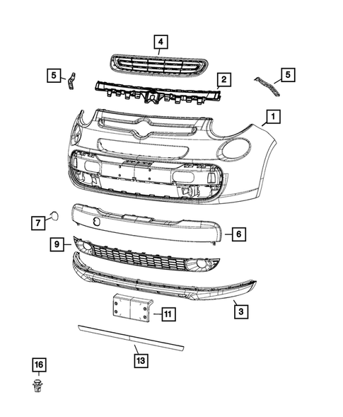 Front Bumper and Fascia for 2017 Fiat 500L #0