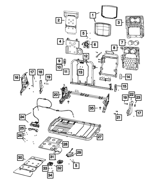 Rear Seats - Second Row Adjusters, Recliners, Shields and Risers for 2022 Ram 1500 #1
