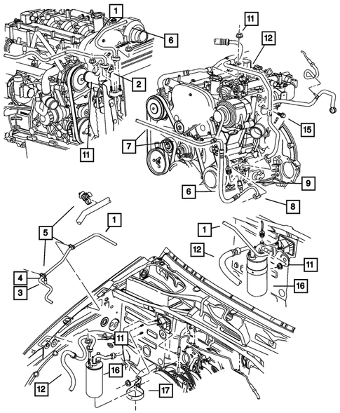 Air Conditioner and Heater Plumbing for 2005 Jeep Liberty #3