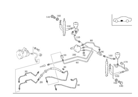 Line Arrangement of Hydraulic System for 1998 Mercedes-Benz E430 #2