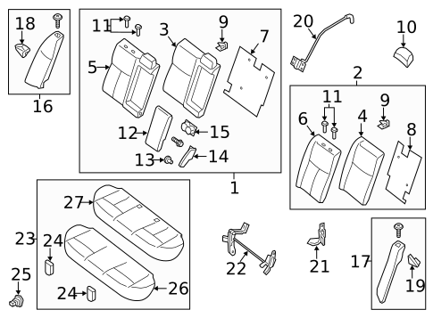 Rear Seat Components for 2013 Nissan Altima #0
