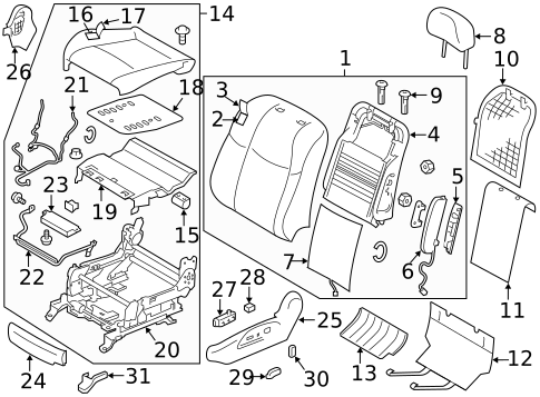 Front Seat Components for 2012 INFINITI M56 #2