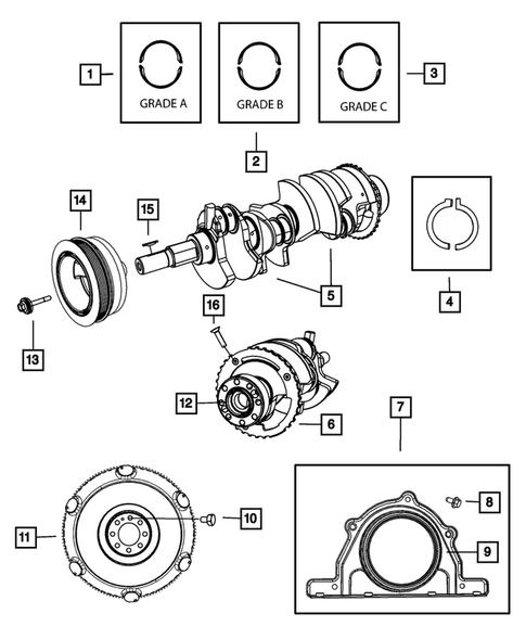 Crankshaft, Piston, Drive Plate, Flywheel, and Damper for 2010 Dodge Challenger #1