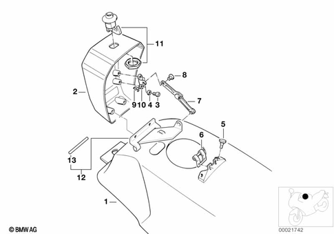 Fuel Container with Filler Pipe for 1988 BMW-Motorrad K 75 C #0