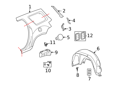 Quarter Panel & Components for 2009 Saturn Outlook #0