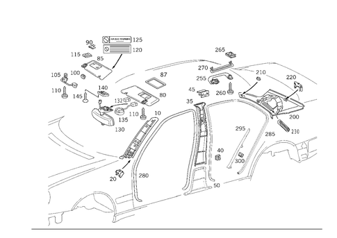 Roof Attachment Parts, Door Edge Guard Sections, Panelling for 1999 Mercedes-Benz E430 #4