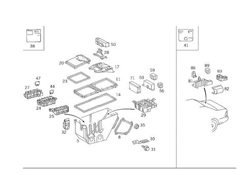 Fuse Box and Relay for 1984 Mercedes-Benz 500SEC #1