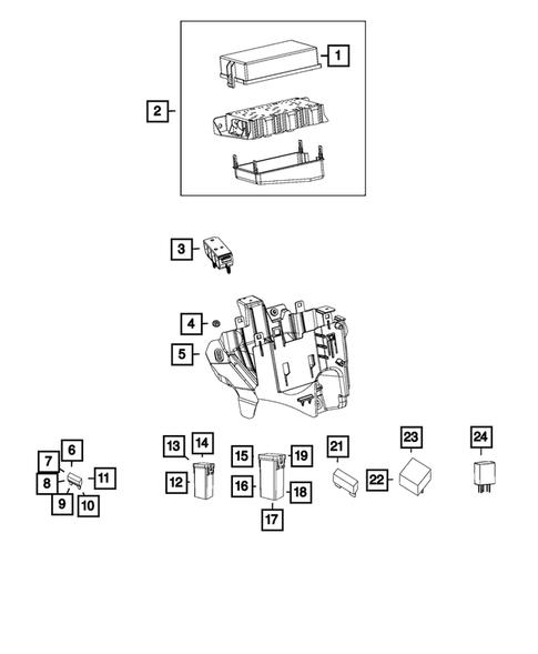 Power Distribution Center, Fuse Block, Junction Block, Relays and Fuses for 2016 Dodge Durango #0