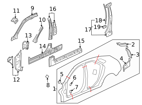 Center Pillar for 2012 Cadillac CTS #1