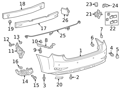 Bumper & Components - Rear for 2018 Lexus ES350 #1