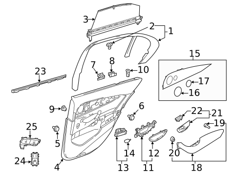 Interior Trim - Rear Door for 1999 Mercedes-Benz ML 320 #1
